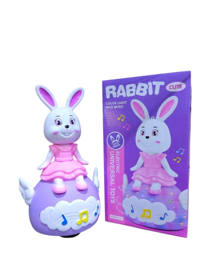 Ramadan Lantern Electric Dancing Rabbit Toy with Music and Color Lights, Universal Movement, Pink Dress, Ages 3+ - Image 1